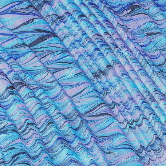 Hand Marbled Paper Spanish Wave Pattern in Blue and Purple ~ Berretti Marbled Arts